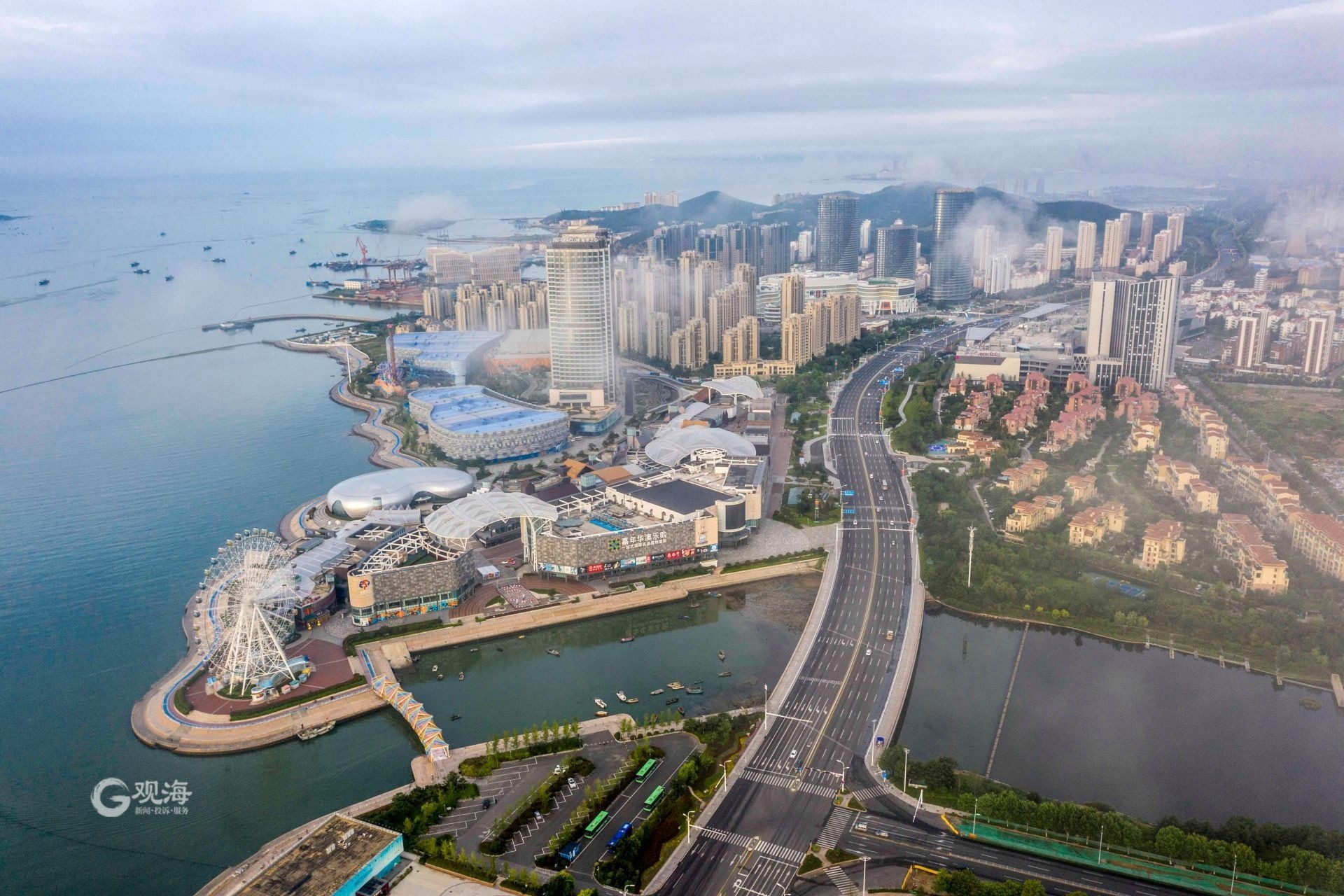 如梦如幻青岛西海岸新区上空出现平流雾景观